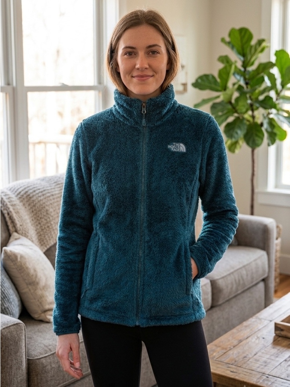 The North Face Osito Fuzzy Fleece Full Zip Jacket Teal Women’s Size M